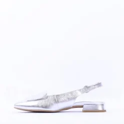 Women Paul Green Slingback Square Detail Pump - Silver Leather