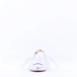Women Paul Green Slingback Square Detail Pump - Silver Leather