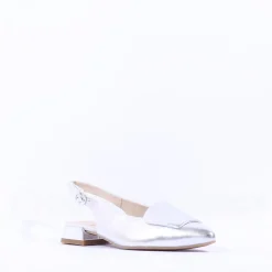 Women Paul Green Slingback Square Detail Pump - Silver Leather