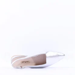 Women Paul Green Slingback Square Detail Pump - Silver Leather