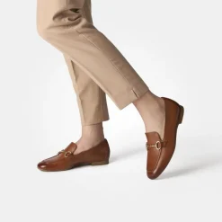 Women Paul Green Slip On Buckle Detail Loafer - Cognac Leather