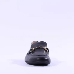 Women Paul Green Slip On Buckle Detail Loafer - Black Gold Leather