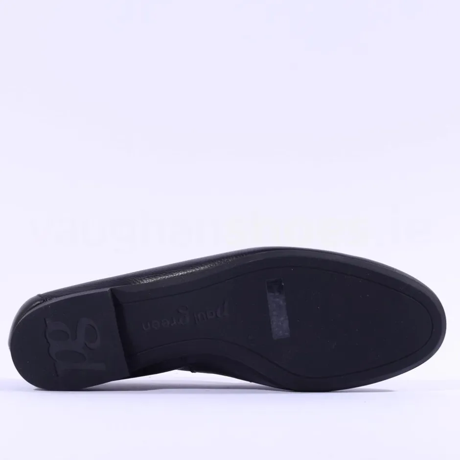 Women Paul Green Slip On Buckle Detail Loafer - Black Gold Leather