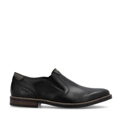 Rieker Men Slip On Plain Toe Shoe - Black Leather