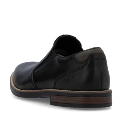 Rieker Men Slip On Plain Toe Shoe - Black Leather
