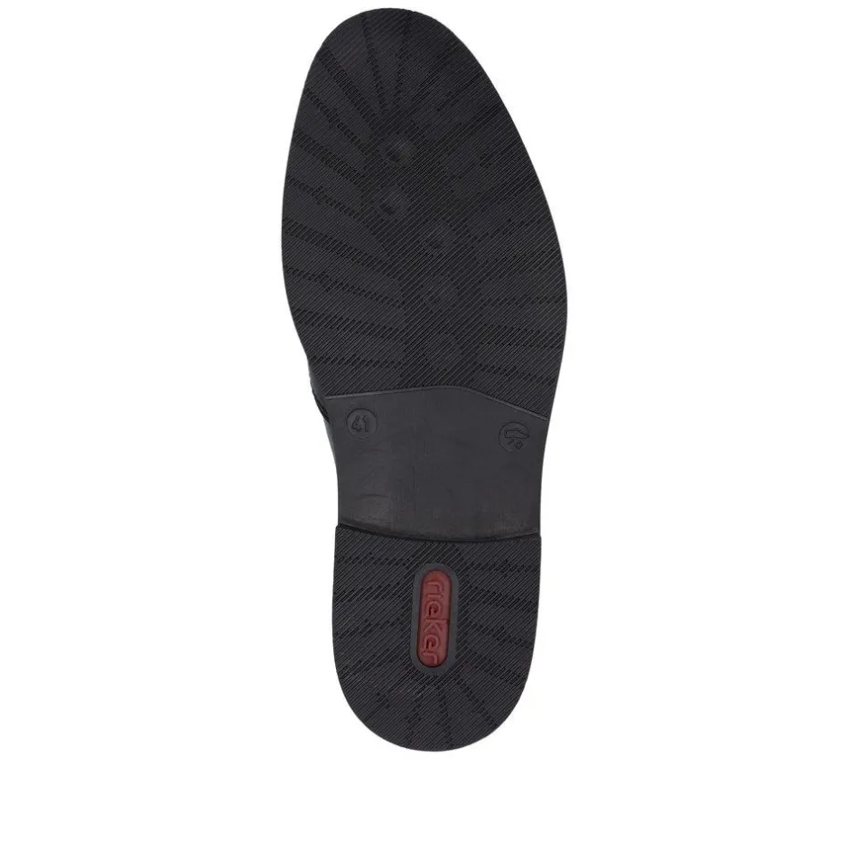 Rieker Men Slip On Plain Toe Shoe - Black Leather