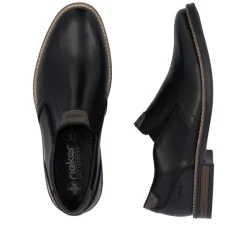 Rieker Men Slip On Plain Toe Shoe - Black Leather