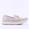 Women Rieker Slip On Shoe Link Detail - Beige Combi