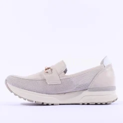 Women Rieker Slip On Shoe Link Detail - Beige Combi