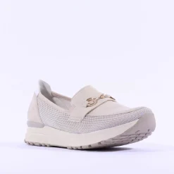 Women Rieker Slip On Shoe Link Detail - Beige Combi