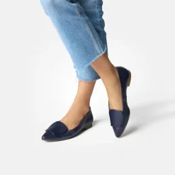 Women Paul Green Slip On Square Detail Loafer - Navy Leather