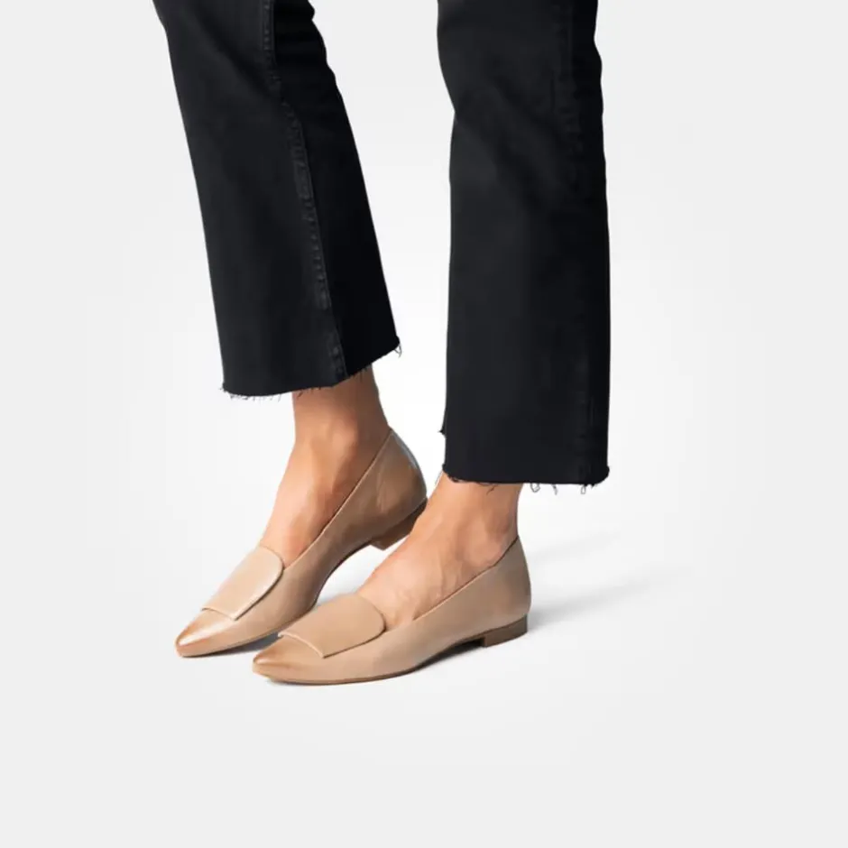 Women Paul Green Slip On Square Detail Loafer - Nude Leather