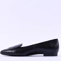 Women Paul Green Slip On Square Detail Loafer - Black Leather