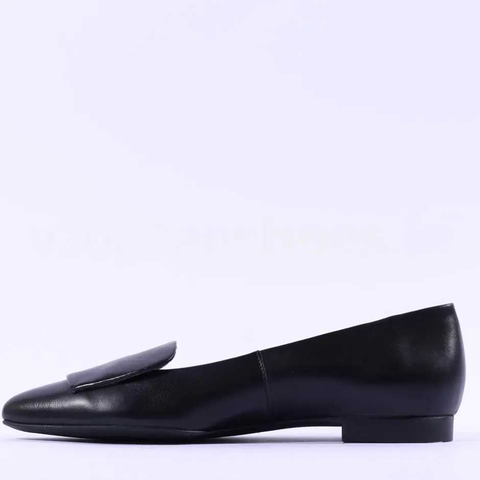 Women Paul Green Slip On Square Detail Loafer - Black Leather