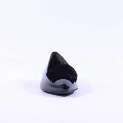 Women Paul Green Slip On Square Detail Loafer - Black Patent Velvet
