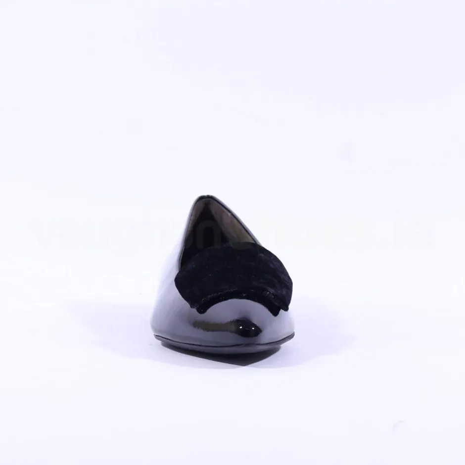 Women Paul Green Slip On Square Detail Loafer - Black Patent Velvet