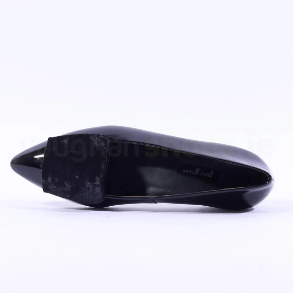 Women Paul Green Slip On Square Detail Loafer - Black Patent Velvet