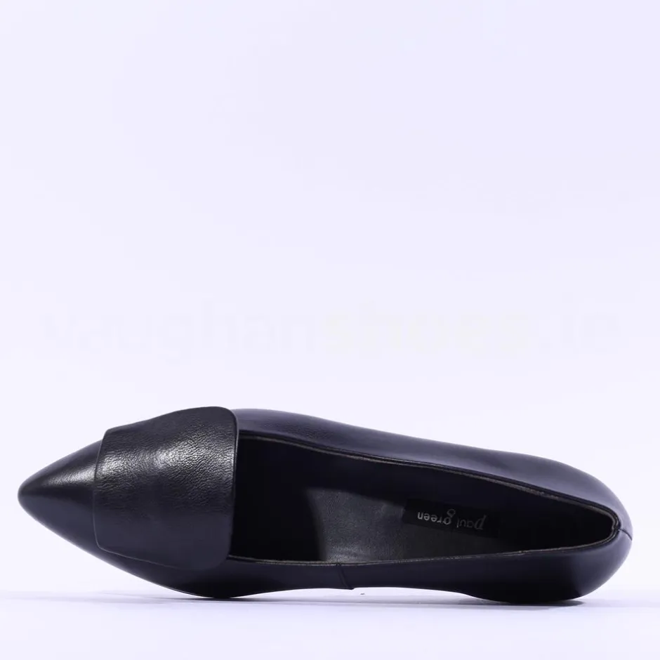Women Paul Green Slip On Square Detail Loafer - Black Leather