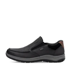 Rieker Men Slip On Tex Shoe - Black Leather