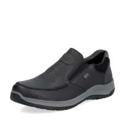 Rieker Men Slip On Tex Shoe - Black Leather