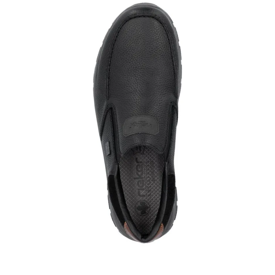 Rieker Men Slip On Tex Shoe - Black Leather