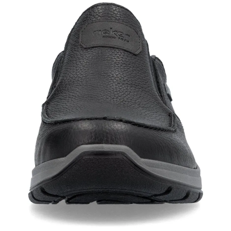 Rieker Men Slip On Tex Shoe - Black Leather
