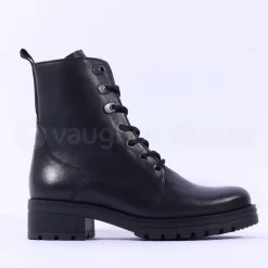 Women Gabor Smart Lace Up Boot Eyelets - Black Leather