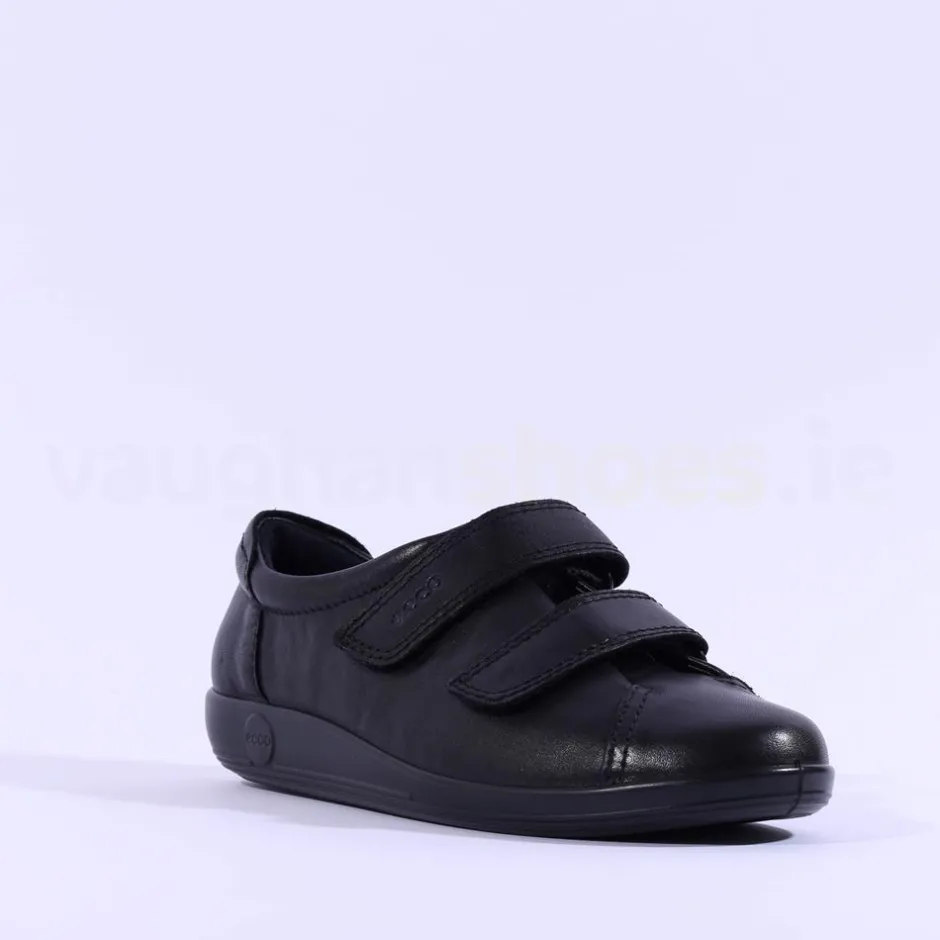 Women Ecco Women Soft 2.0 Velcro - Black Lea