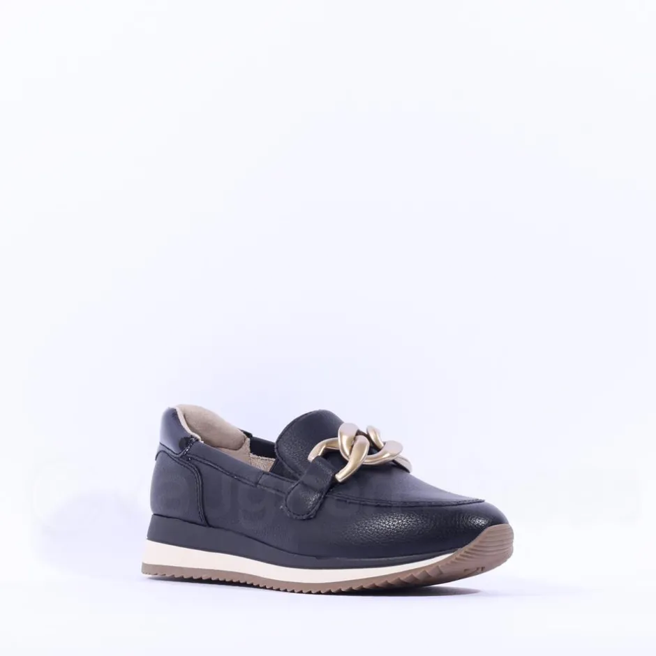 Women Jana Somon Loafer With Link Detail - Black Gold