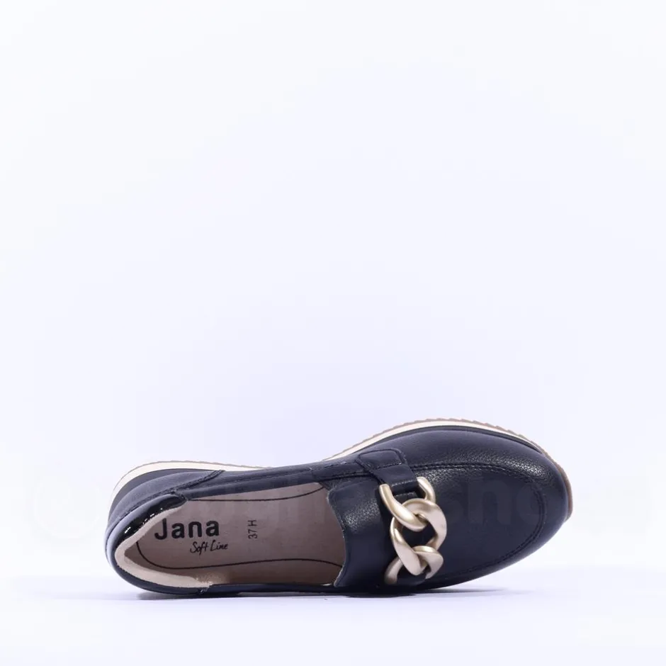 Women Jana Somon Loafer With Link Detail - Black Gold