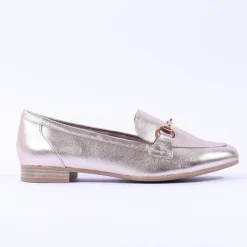 Women Marco Tozzi Sopi Slip On Low Heel Loafer - Platinum