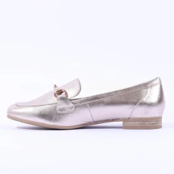 Women Marco Tozzi Sopi Slip On Low Heel Loafer - Platinum
