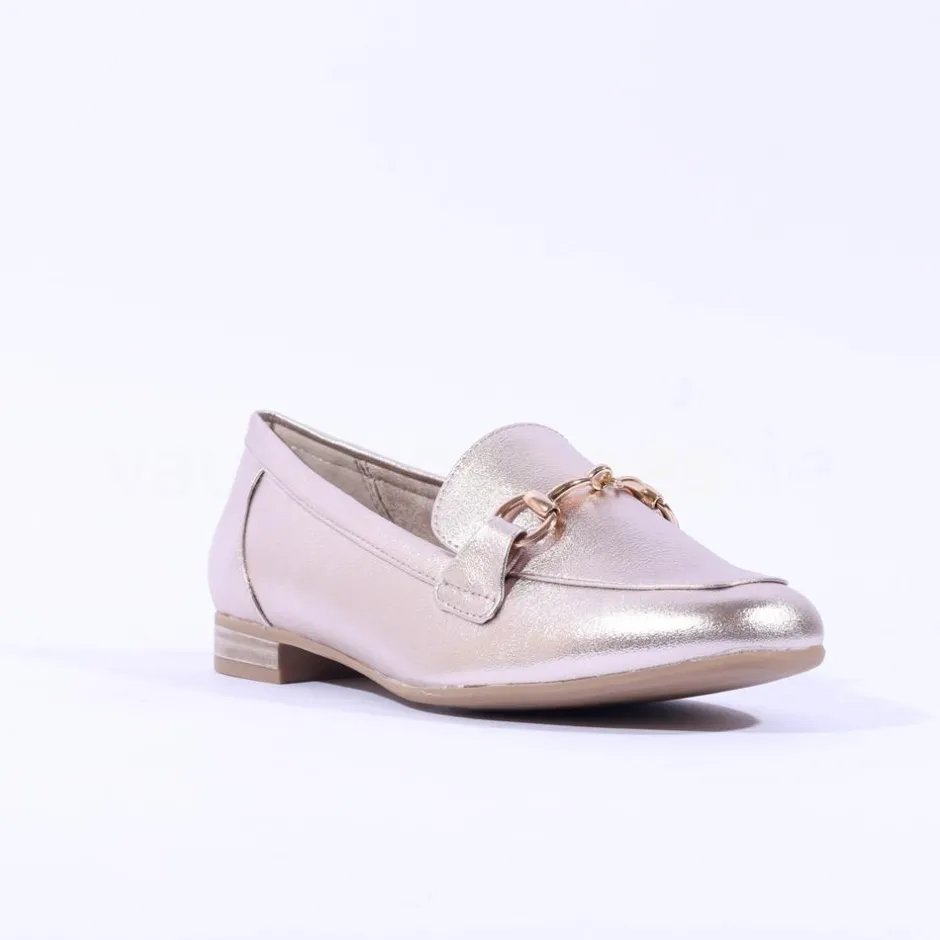 Women Marco Tozzi Sopi Slip On Low Heel Loafer - Platinum