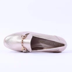 Women Marco Tozzi Sopi Slip On Low Heel Loafer - Platinum