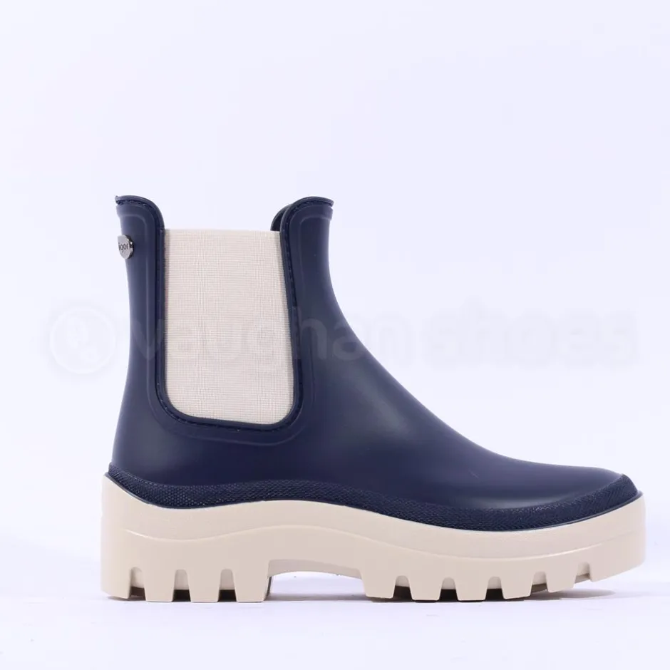 Women Igor Soul Chunky Sole Rain Ankle Boot - Navy Cream