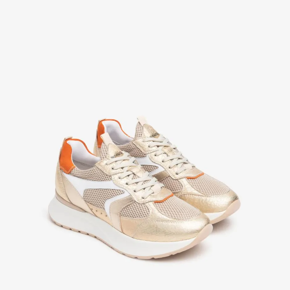 Women NeroGiardini Sporty Mesh Trainer - Gold Orange