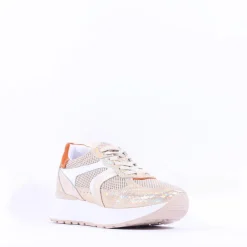 Women NeroGiardini Sporty Mesh Trainer - Gold Orange