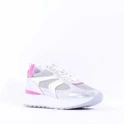 Women NeroGiardini Sporty Mesh Trainer - Silver Pink