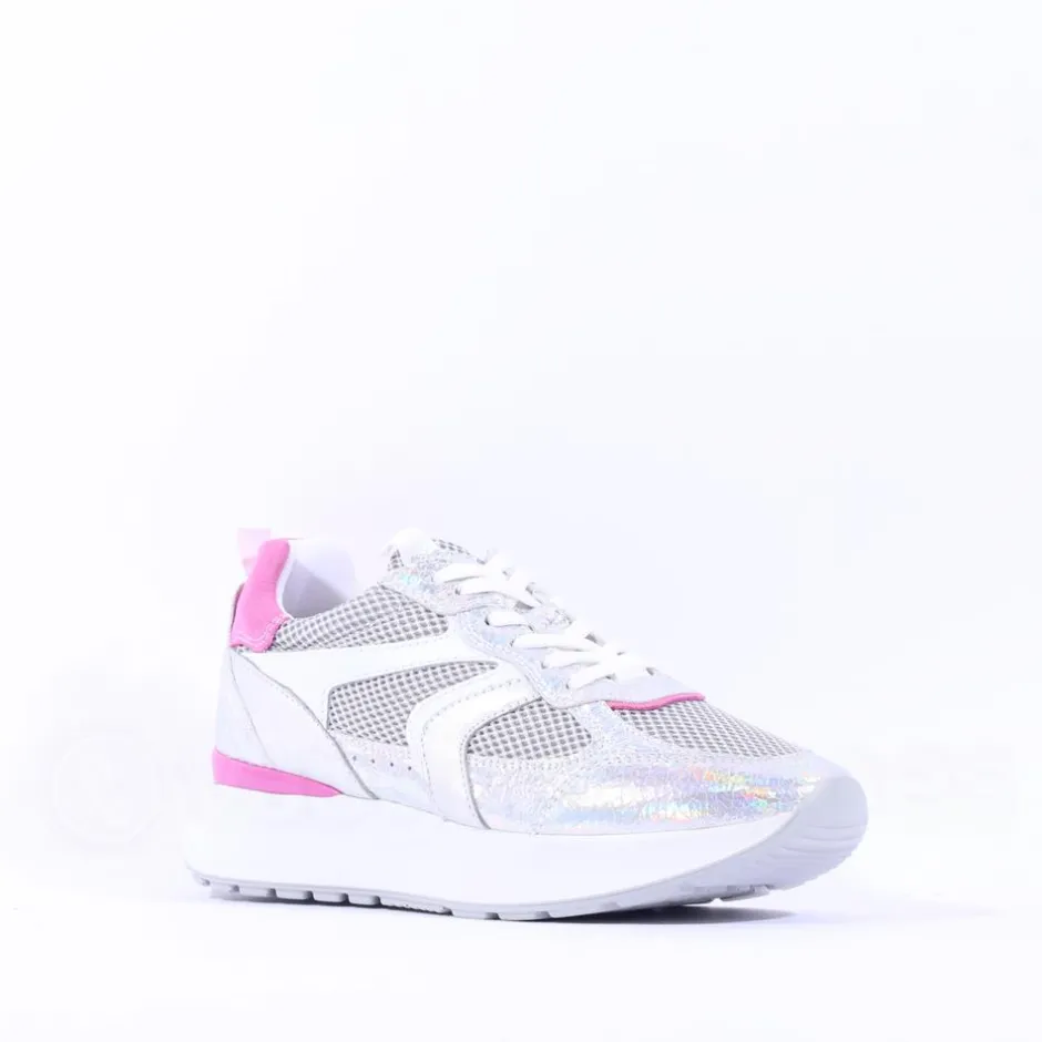 Women NeroGiardini Sporty Mesh Trainer - Silver Pink