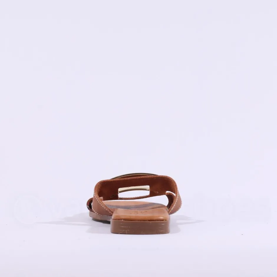 Women Oh My Sandals Square Buckle Mule Slider - Cognac