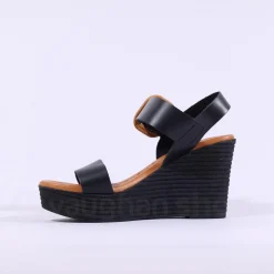 Women Oh My Sandals Square Buckle Wedge - Black