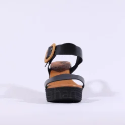 Women Oh My Sandals Square Buckle Wedge - Black