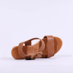 Women Oh My Sandals Square Buckle Wedge - Cognac
