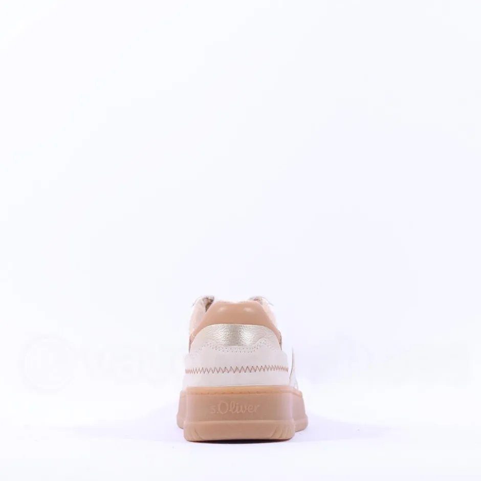 Women S.Oliver Stella Platform Gumsole Trainer - Cream Combi