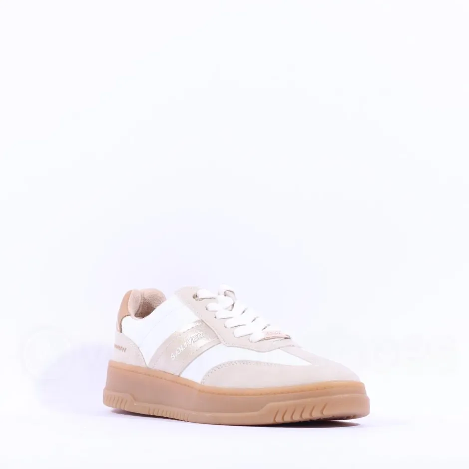 Women S.Oliver Stella Platform Gumsole Trainer - Cream Combi