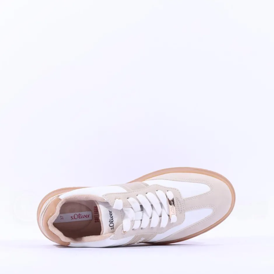 Women S.Oliver Stella Platform Gumsole Trainer - Cream Combi