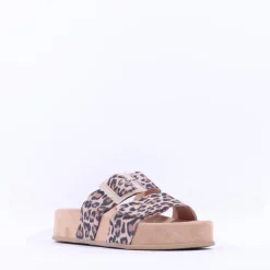 Women Paul Green 2 Strap Buckle Mule Sandal - Animal Print