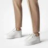 Women Paul Green Super Soft Platform Trainer - White Gold Leather