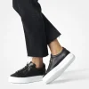 Women Paul Green Super Soft Platform Trainer - Black Gold Leather