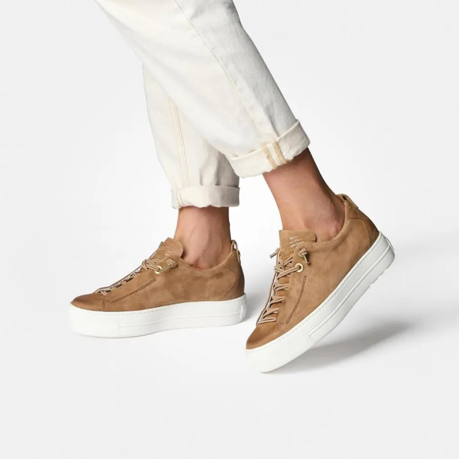 Women Paul Green Super Soft Platform Trainer - Tan Suede